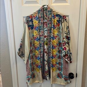 Johnny Was Silk Floral Multicolor Women's Kimono Jacket